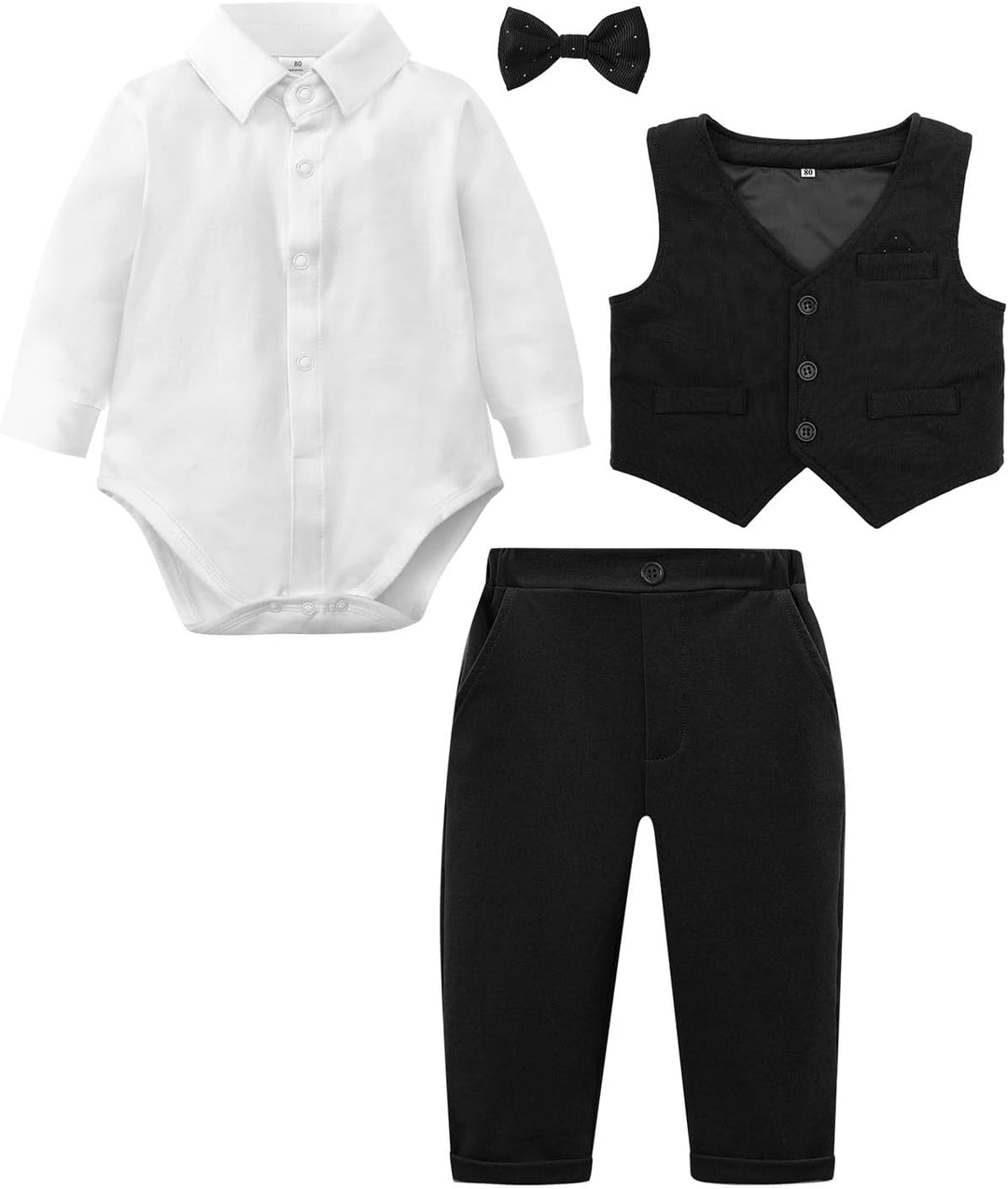 mintgreen Baby Anzug Junge, 3 Stück Formelles Outfit Taufanzug Gentleman Smoking Shirt &amp; Weste + Hos