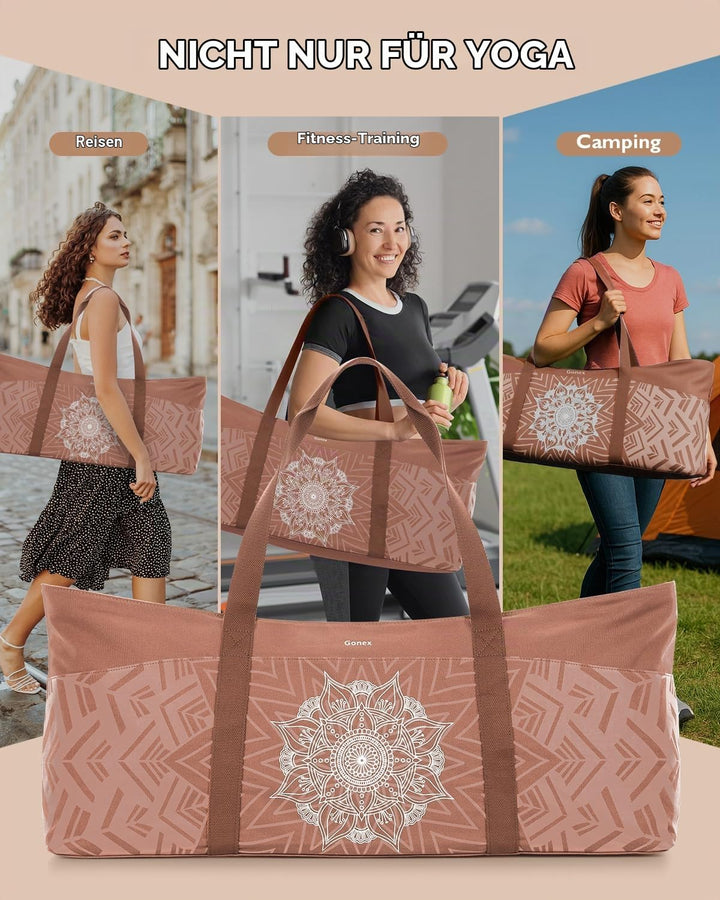 Gonex Yogatasche, Extra Grosse Canvas Sporttasche mit Wasserdichtem Fach &amp; Metallreissverschluss, Fü