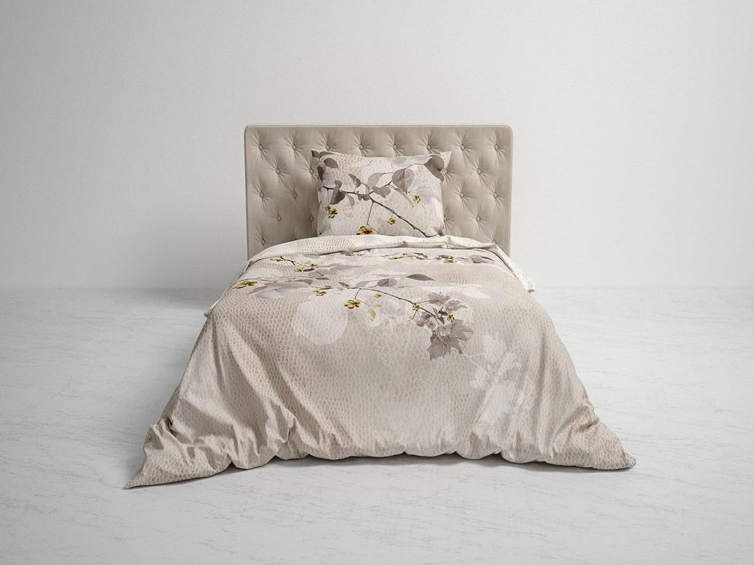 Heckett Lane Mako Satin Bettwäsche DAX Natur Sand Wendeoptik 135x200 + 80x80 cm 135x200 cm + 80x80 c