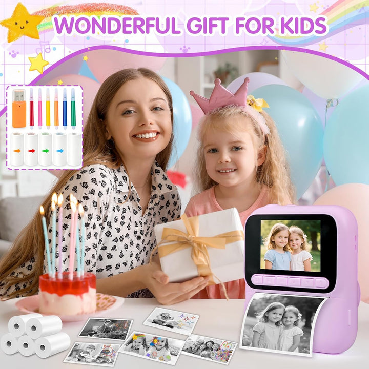 Sofortbildkamera Kinder, 2.4 Zoll Bildschirm Kinderkamera Sofortbildkamera mit 32GB Karte &amp; 5 Rollen