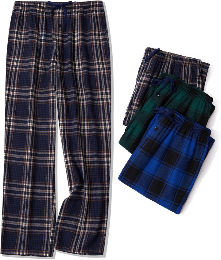 JupiterSecret Herren Pyjamahose Lang Schlafanzughosen für Herren Karierte Nachtwäsche 3er Packs Flan