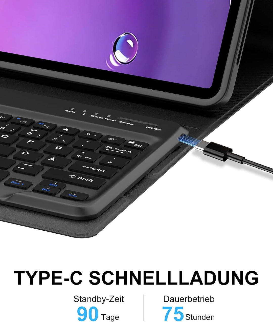 Tastaturhülle für Lenovo Idea Tab Pro Gen 2 13" TB390FU QWERTZ Schwarz-A Idea Tab Pro Gen 2 13" (202
