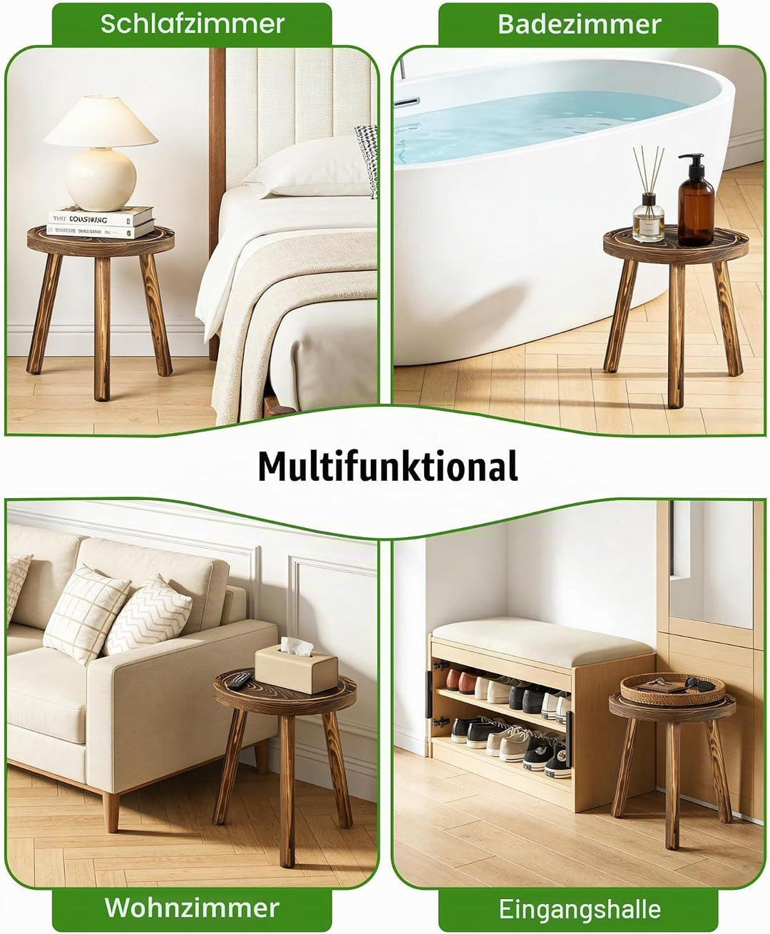 Blumenständer Holz 3er-Set, 5.9" 9/7.9"/11" Höhen Blumenhocker, Pflanzenständer Blumentopfständer Fü