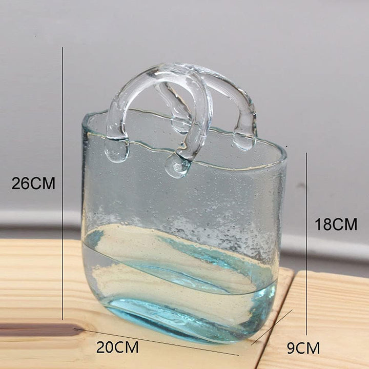 Candora Tasche Glasvasen für Dekoration Kreative Bubble Handtasche Blumenvase Desktop Glaskorb Vase
