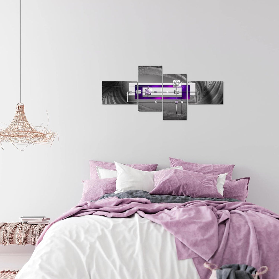 Runa Art Bild Modern Abstrakt - Made in Germany - Wandbilder Diamant Lila Grau 4 Teilig 020942c B 10