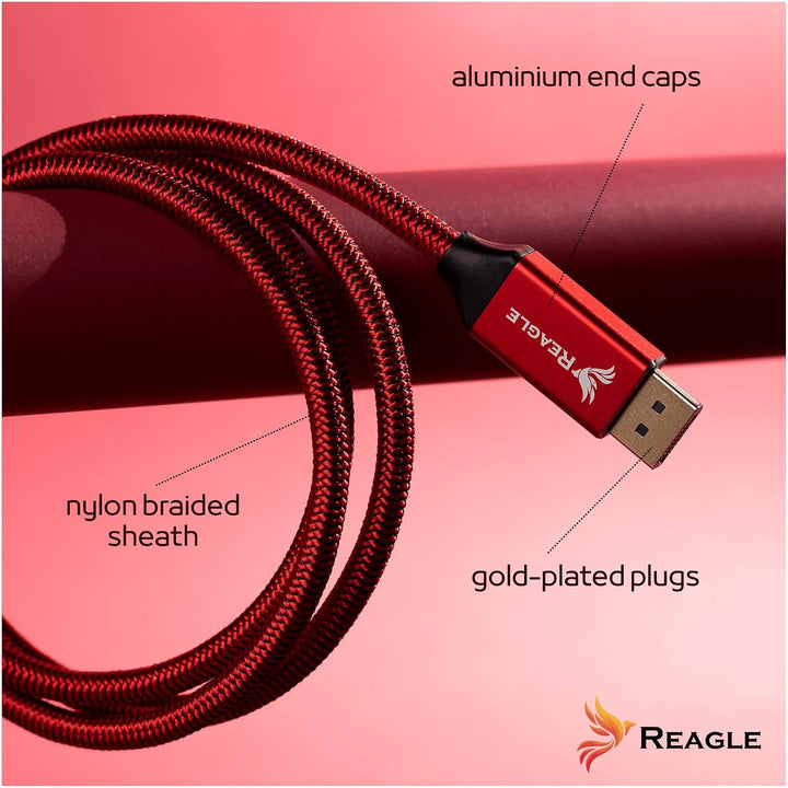 Reagle DisplayPort Kabel 1.4 DP 8K@60Hz 4K@144Hz 2K@240Hz, FreeSync, G-Sync Display Port für Monitor