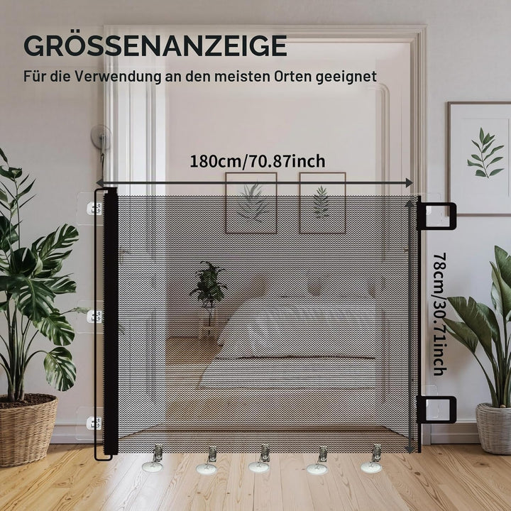Treppenschutzgitter Ausziehbar, mit verstellbarem Schloss &amp; unterer Klemme gegen Unterkriechen. Univ