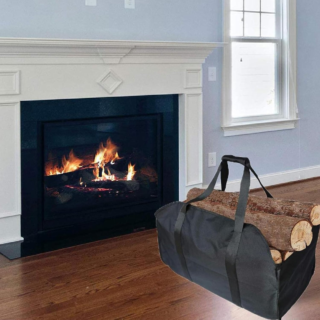 Kaminholztasche, Faltbare Kamintasche, Holzträger, wasserabweisend, langlebig, Segeltuch-Tragetasche