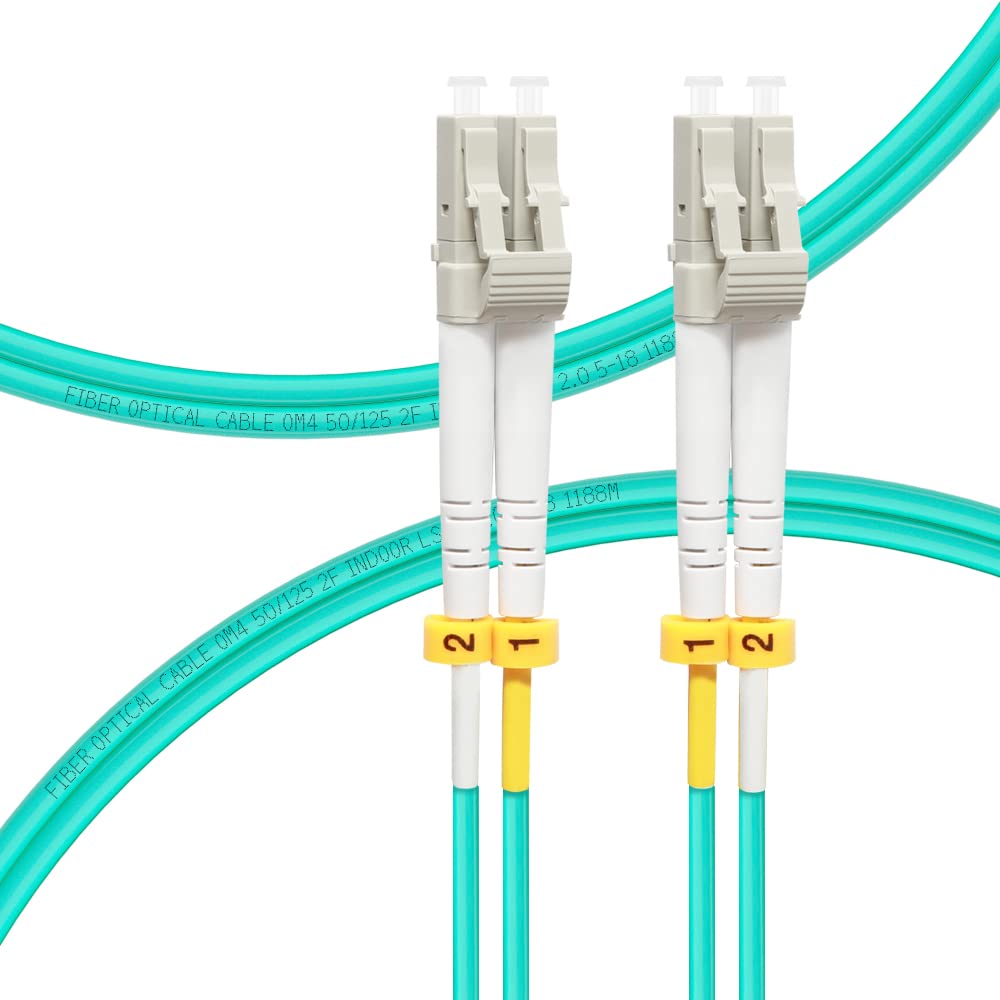 FLYPROFiber OM4 LC auf LC LWL Glasfaser Patchkabel | Längenoptionen: 0,2m-100m, 40GB/100GB Duplex 50