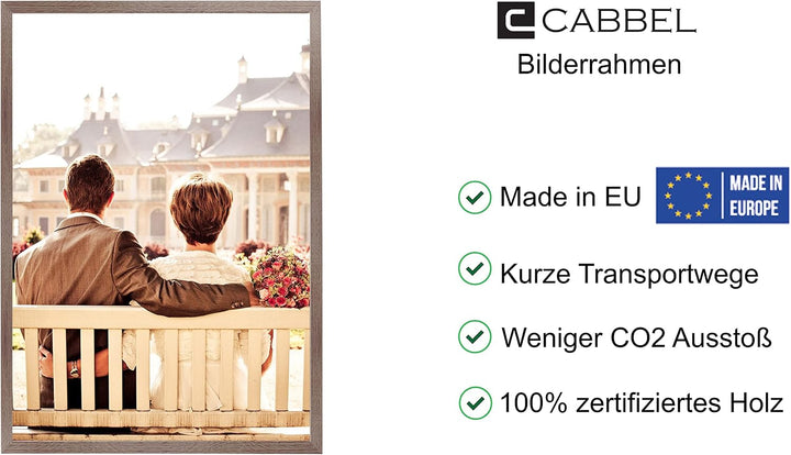 Dreierpack (3 Stk.) Bilderrahmen 40x50 cm MDF Holz-Rahmen in Eiche Dunkel | mit bruchsicherem Plexi-