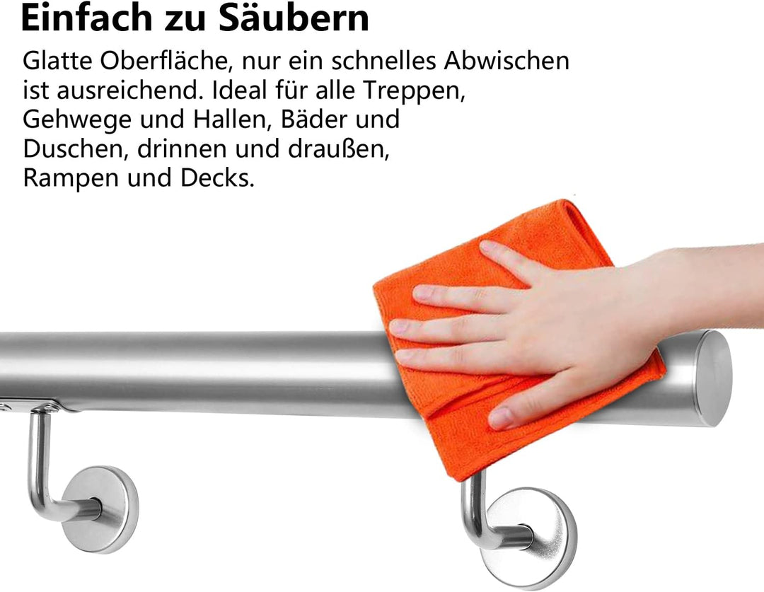 Ikodm Edelstahl Handlauf Treppengeländer Geländer Wandhandlauf Wand Treppe 180 cm Ø 42mm für Aussen