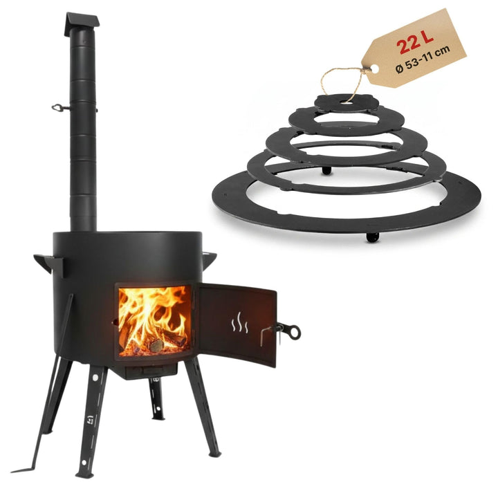Ø49cm Uchag 2mm stahl Utschak mit Adapter-Ringe Rohr Utschag Feldküche Feuerstelle Campingofen Ausse
