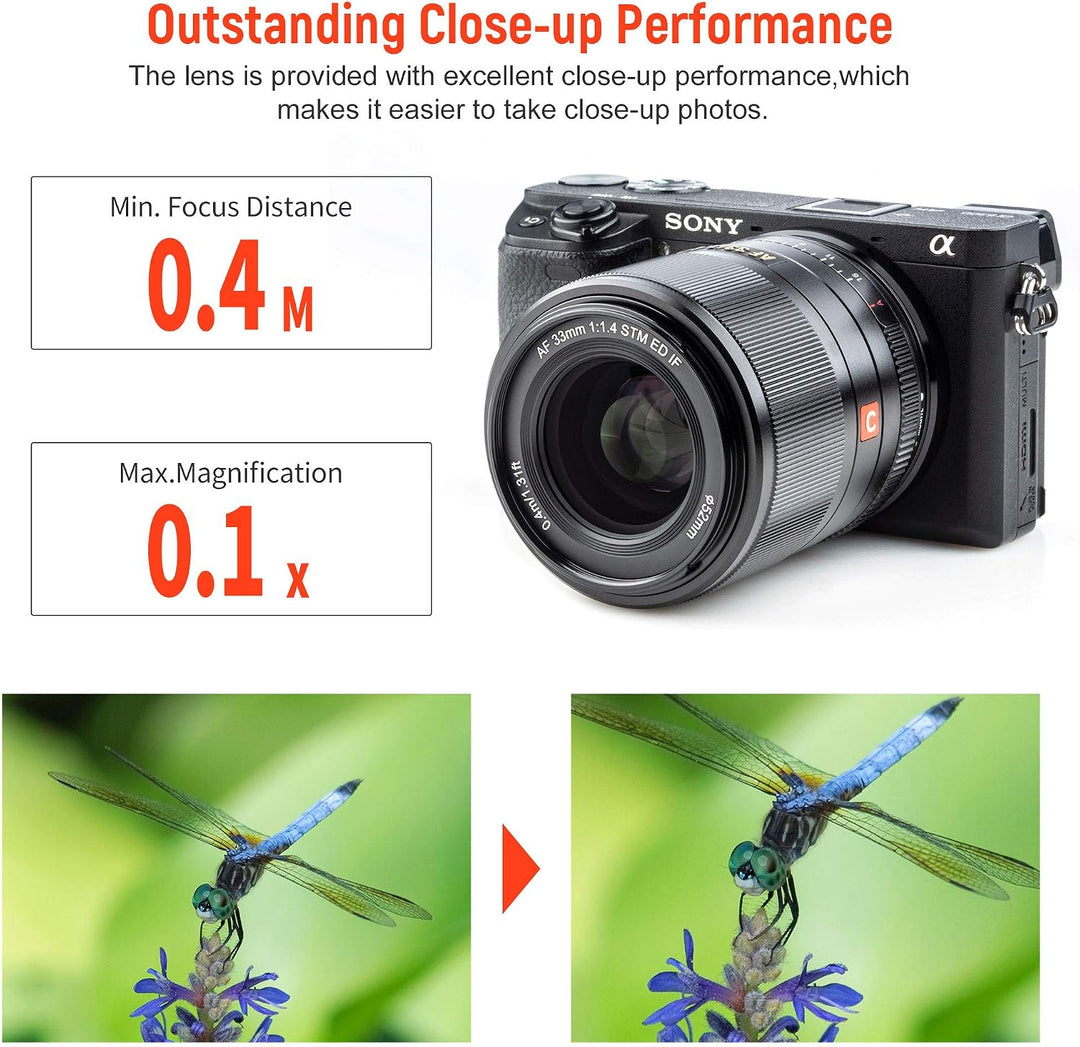 VILTROX AF 33mm F1.4 Autofokus Objektiv für Sony E Mount Kameras (APS-C, Einstellbare Blende f1.4-f1