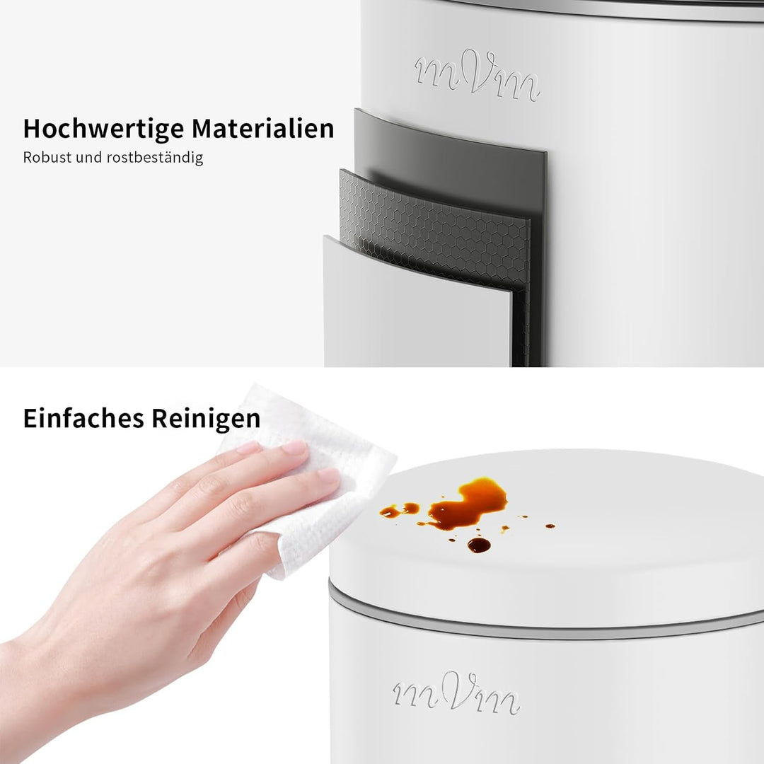 mVm Mülleimer Küche 20L, Mülleimer mit Deckel, Weiss Weiss 20L, Weiss 20L