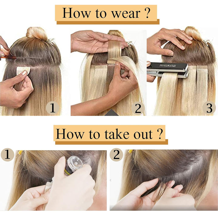 SEGO 40 Stück Tape in Extensions Echthaar 2.5g/pcs Klebeband Haarverlängerung 100% Remy Human Haar H
