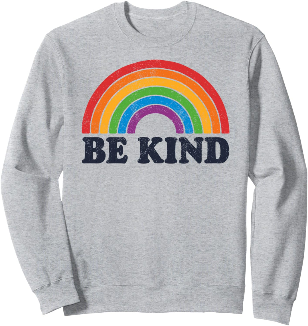 LGBTQ Be Kind Gay Pride LGBT Ally Rainbow Flag Retro Vintage Sweatshirt