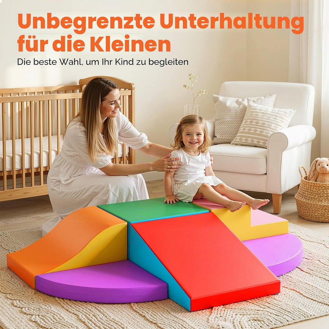 6er Schaumstoffbausteine Kinder | EPE Softbausteine | Motorikspielzeug Krabbellandschaft | Kletterba