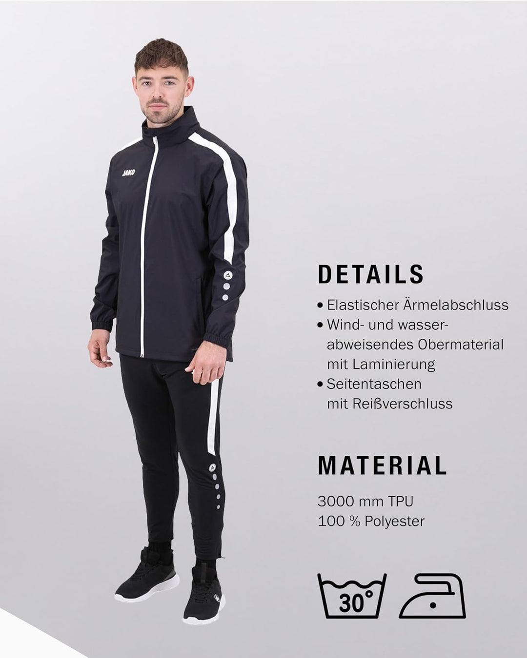 JAKO Power Allwetterjacke Herren 3XL Schwarz, 3XL Schwarz