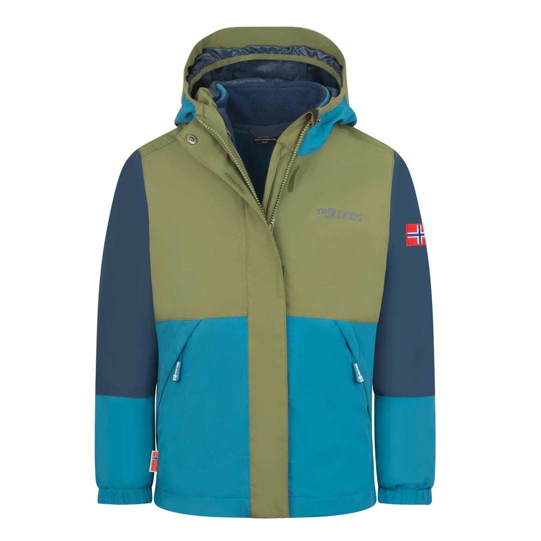 Trollkids wasserdichte atmungsaktive Kinder 3in1 Jacke mit verstellbarer Kapuze und Strickfleece-Inn