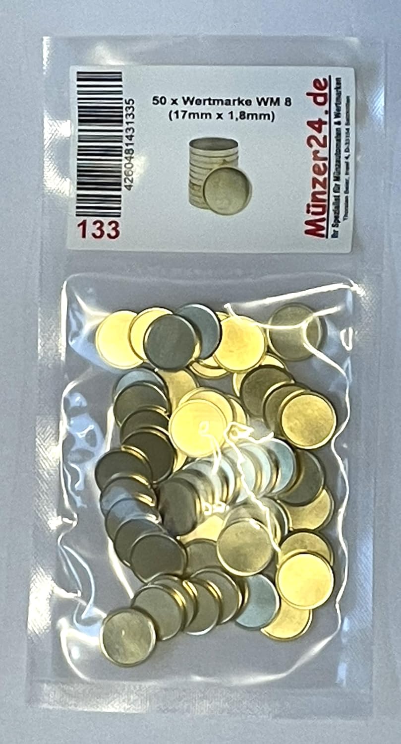 Wertmarke WM8, Waschmarke kompatibel mit Miele 11729, Messing Jeton, Beier Token, 50 Stück (WM 8 (17