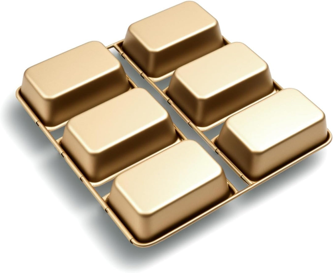 Mini-Kastenformen mit 6 Vertiefungen, antihaftbeschichtete quadratische Brotbackform, Brownie-Backbl