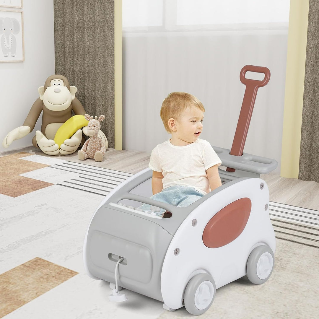 LIFEZEAL Lauflernhilfe 2-in-1 für Babys, Gehhilfe und Schiesshilfe mit klappbarem Sitz, Stauraum und