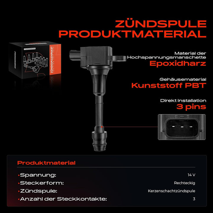 Frankberg 1x Zündspule Zündmodul Kompatibel mit Primera P12 2.0L 2002-2008 Primera Kombi WP12 2.0L 2