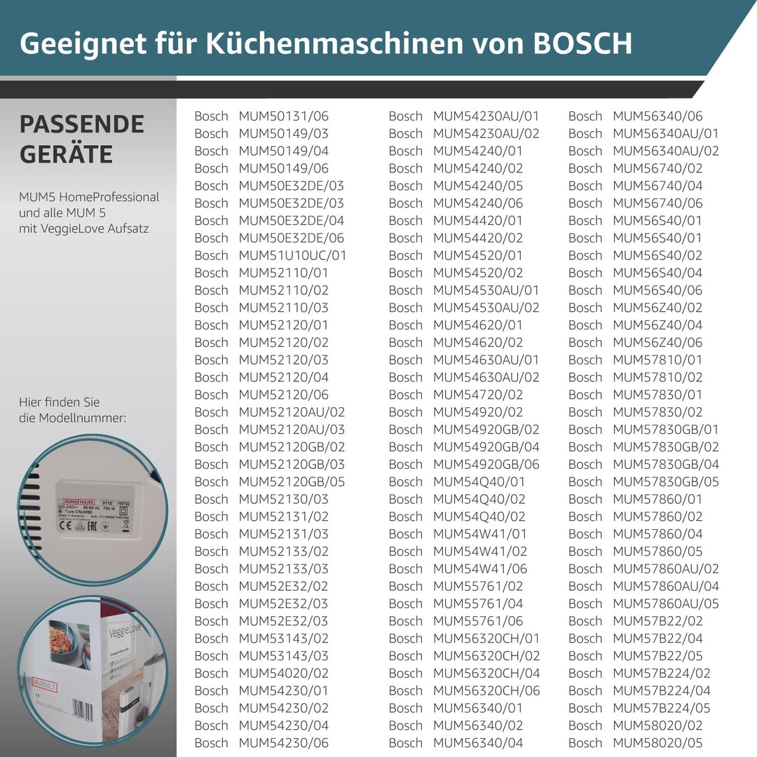 2x Mitnehmer 155 mm kompatibel mit Bosch MUM 5, MUMS MUMV MUZ5, HomeProfessional Exclusiv, VeggieLov