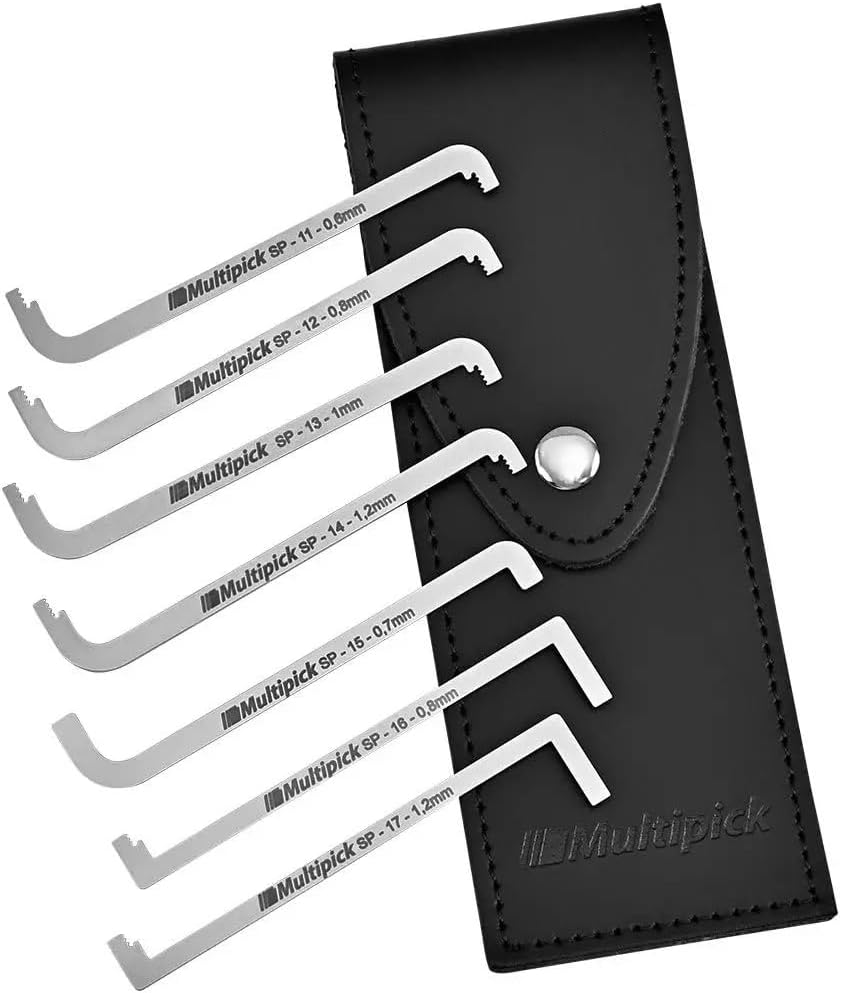 Multipick Profi Schloss Spanner TOK Set 7-teilig mit Echtleder Etui - Wichtiges Elite Dietrich Set u