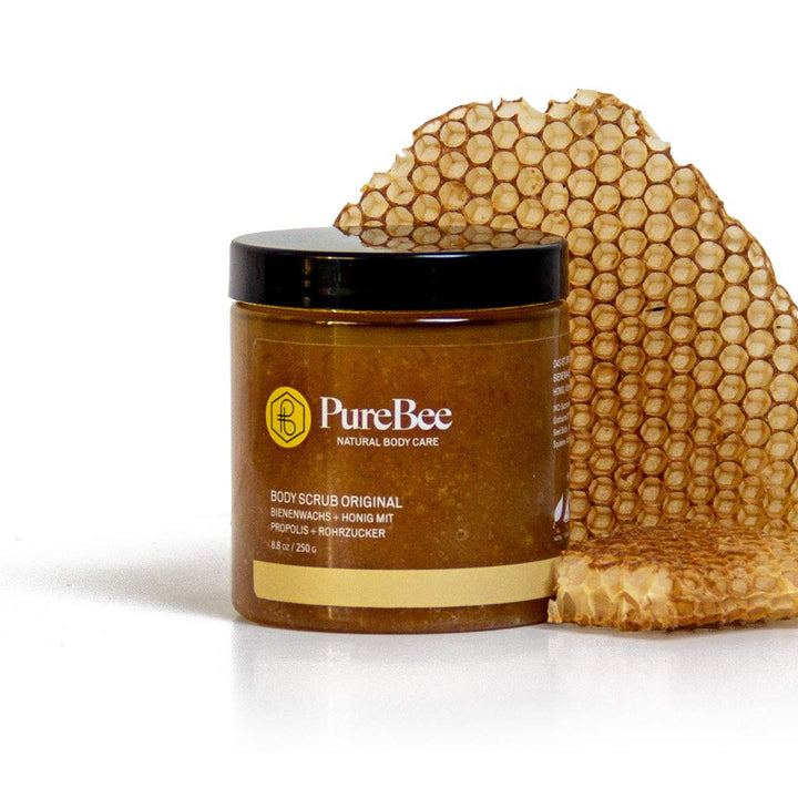 Bienenwachs, Propolis &amp; Honig Körperpeeling | 2-in-1: Reinigung + Body Lotion | Mit Jojoba-, Avocado