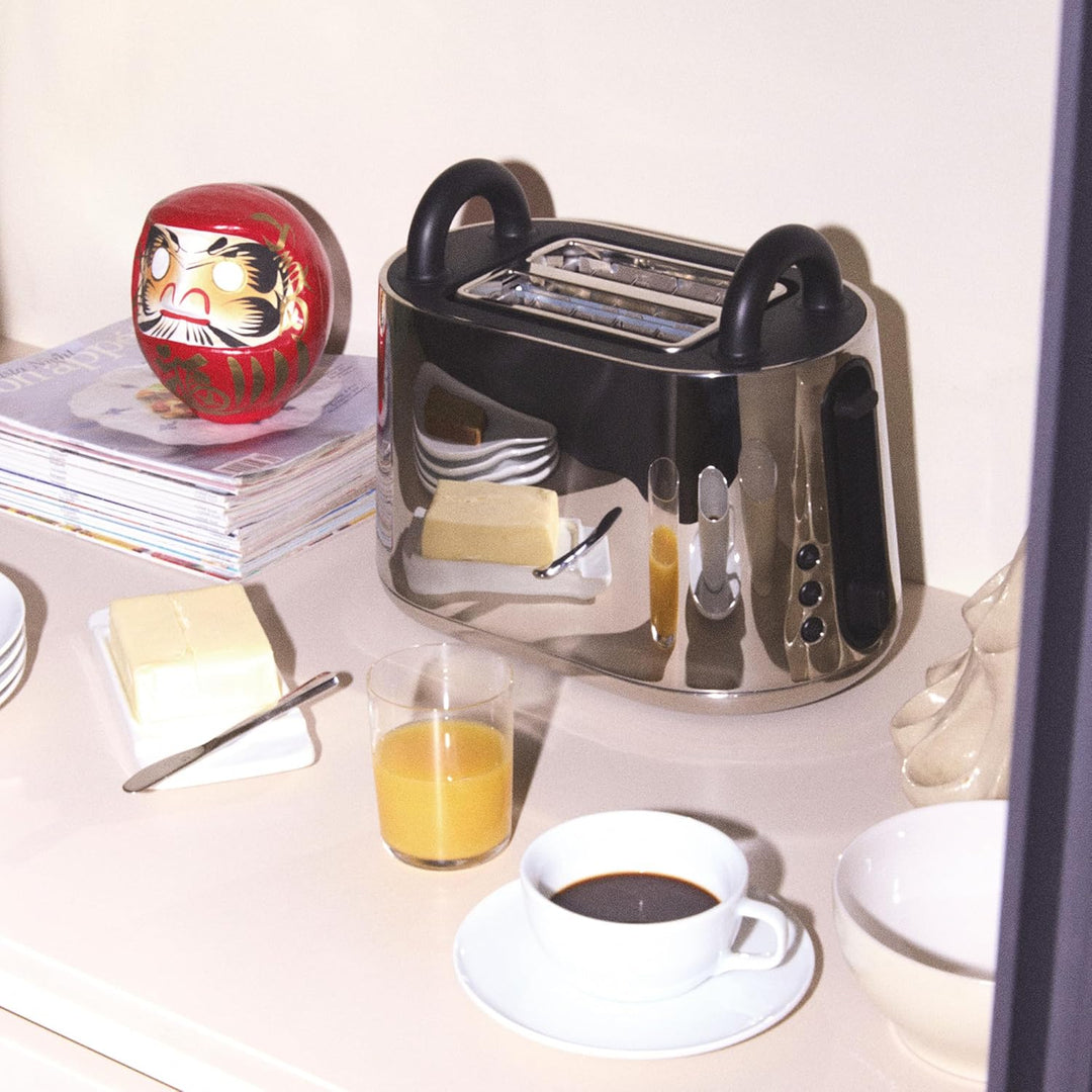 Alessi Toru NE03 B – Elektrischer Designer-Toaster, aus Edelstahl 18-10 und Thermoplastischem Harz,