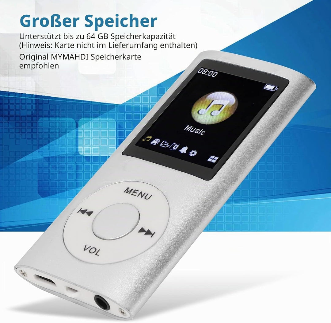MP3 Player Stilvoller Multifunktionaler Musik Player mit Verlustfreiem Sound und Kopfhörern, Schlank