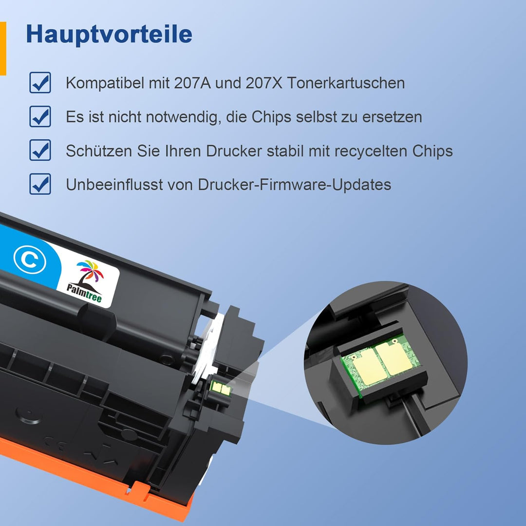 Palmtree 207X Mit Chip Toner Kompatibel für HP 207X 207A Schwarz für HP Color LaserJet Pro MFP M283f