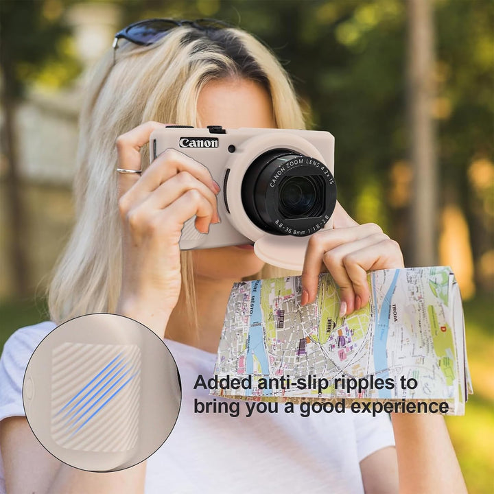 Rieibi Silikon-Schutzhülle für Canon G7X Mark III, G7X Mark III, Zubehör mit 2 Displayschutzfolien,