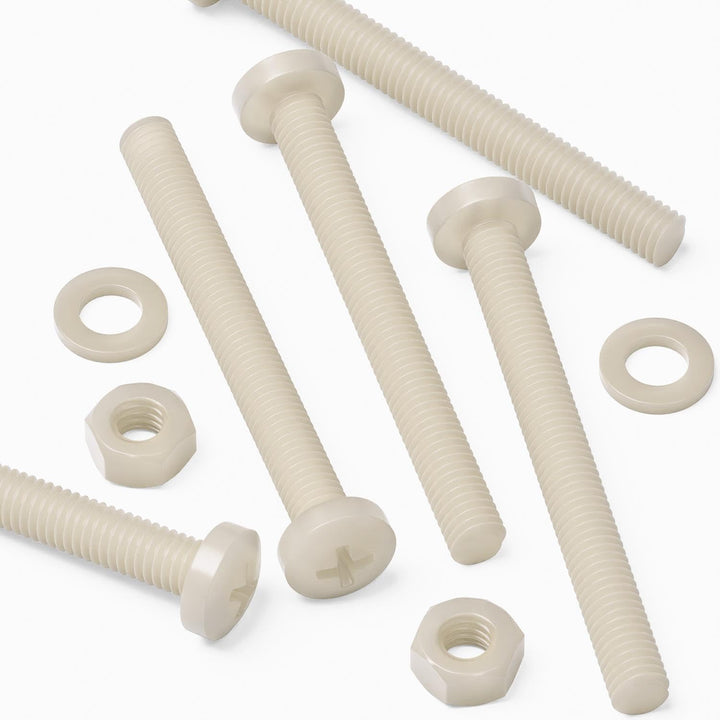 50 x Nylon Flachkopf-, Kreuzkopf-Kunststoff- Maschinenschrauben, M6 x 60mm, Kunststoffschrauben, Mut
