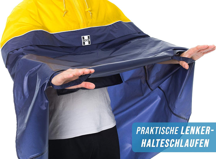 HOCK Fahrrad Regenponcho mit praktischer Rucksackfalte – Fahrradponcho 100% Wasserdicht mit Reflekto