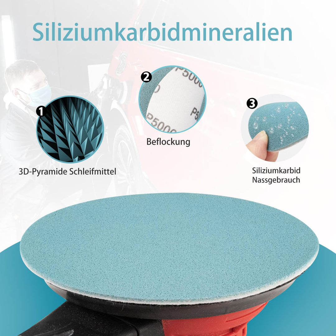 Schleifpapier 150mm Klett 15 STÜCKE Schleifpapier P5000 Fine Finishing Schleifscheiben Siliziumkarbi