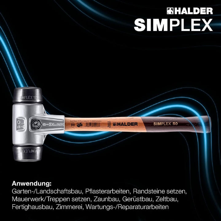 SIMPLEX-Schonhammer, Gummikomposition; mit Aluminiumgehäuse und hochwertigem Holzstiel | D=30 mm | 3