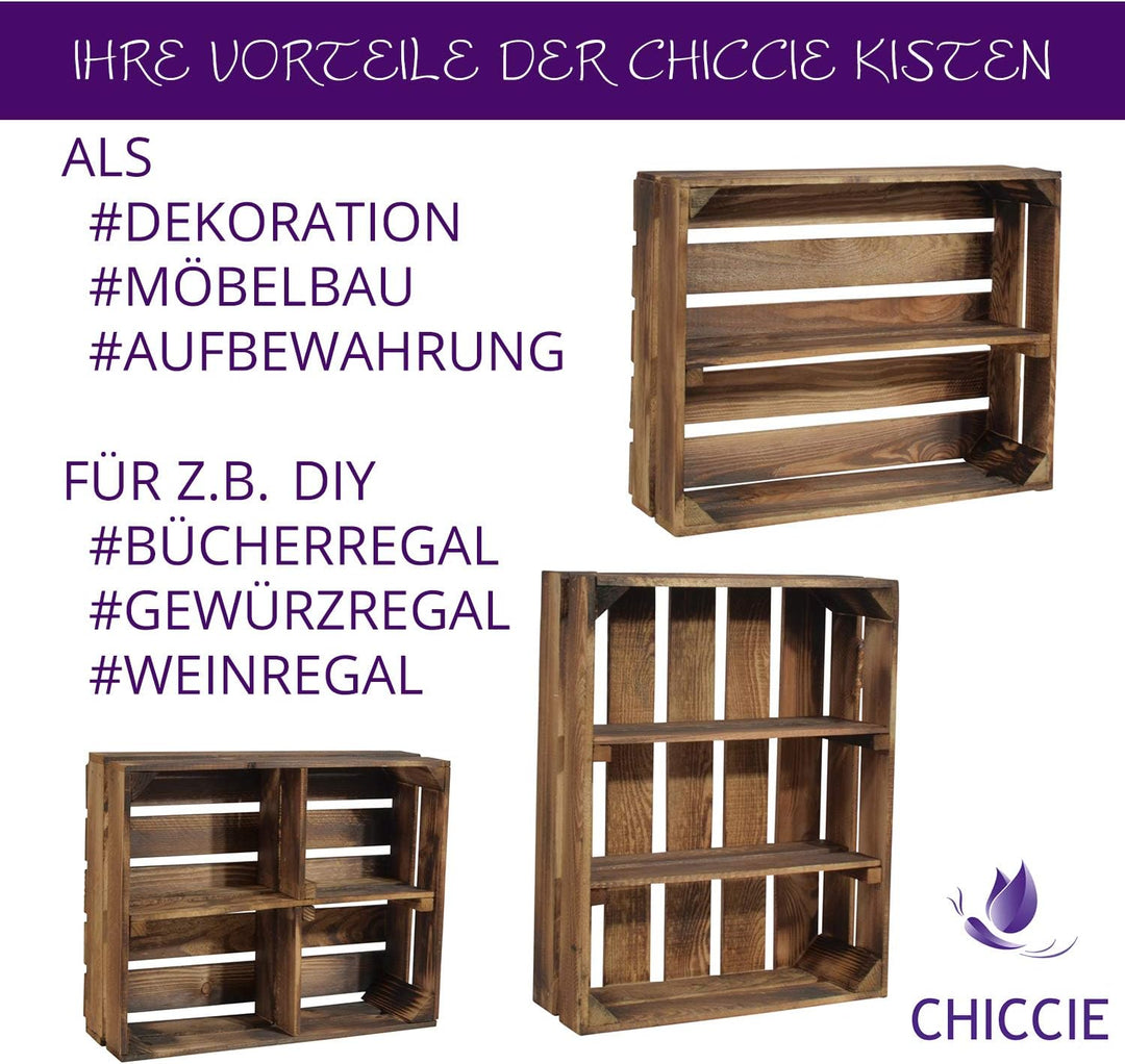 CHICCIE 3 Set Holzregal Schmalhanz 50x40x15cm - Geflammt 1x langes Regal Mit Langem Regal 3, Mit Lan