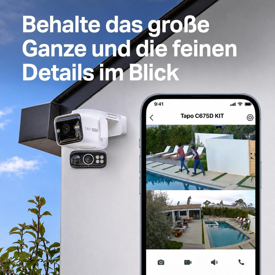 Tapo C675D KIT 4K Solar-Überwachungskamera Aussen mit Akku, 169° Ultraweitwinkel &amp; 6mm Teleobjektiv,
