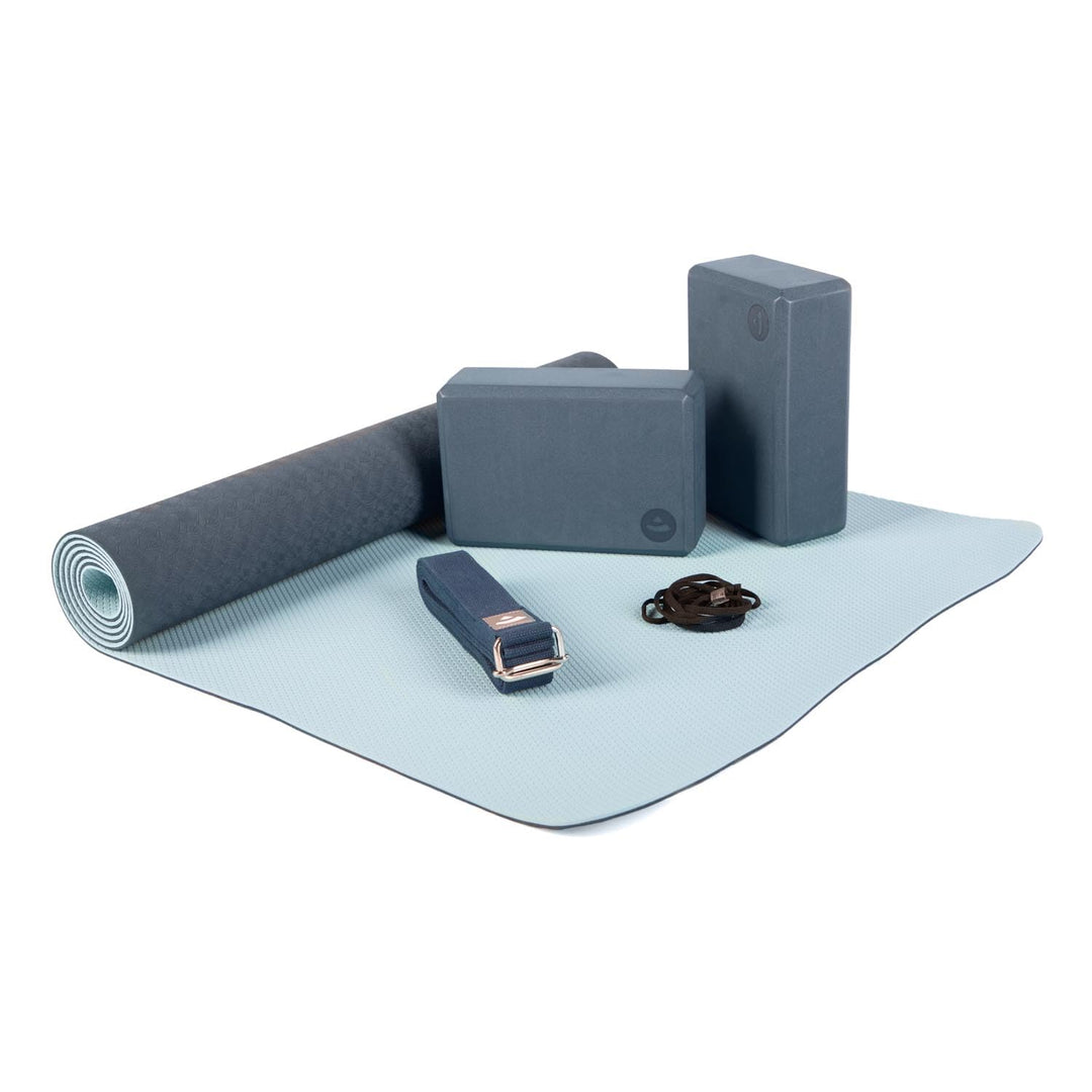Bodhi Yoga Starter-Set Komplett | Set bestehend aus: 1 Yogamatte aus TPE, 2 Yoga-Bricks aus Eva (Moo