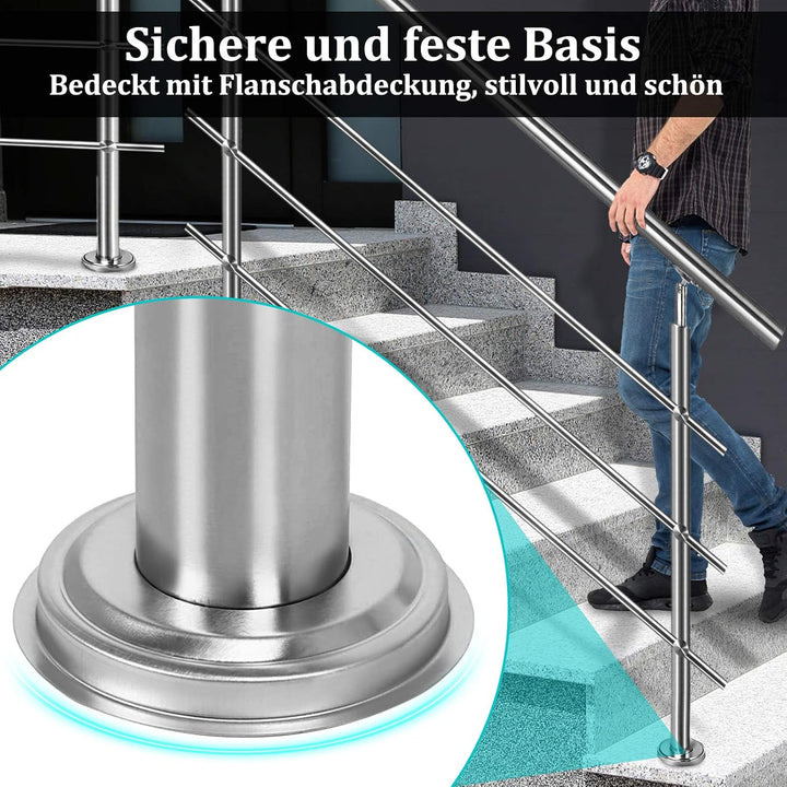 UISEBRT Handlauf Edelstahl Treppengeländer Geländer ohne Querstrebe für Treppen Brüstung Balkon, 180
