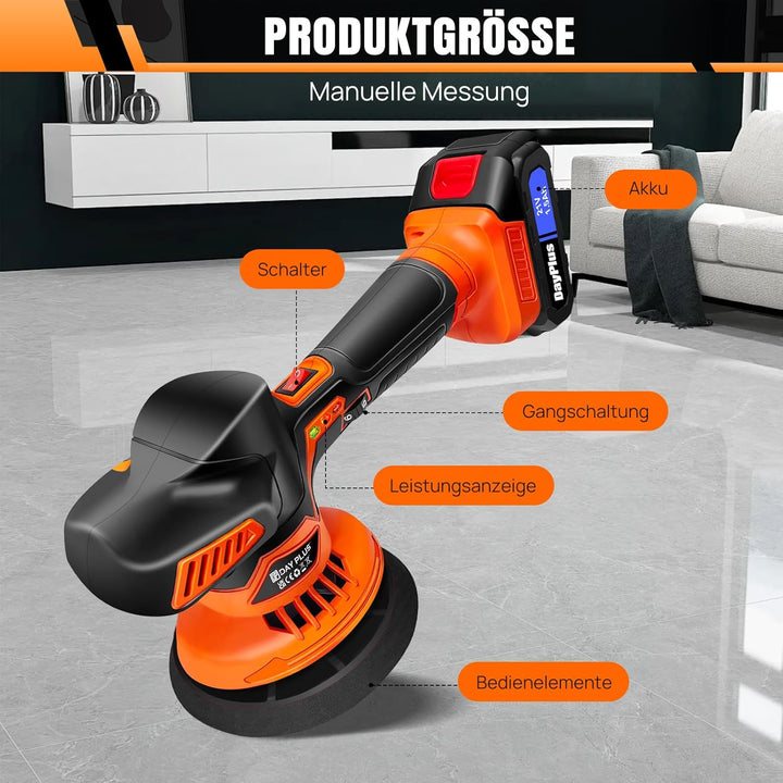 Poliermaschine Akku 21V, Exzenter Poliermaschine mit 2x Akkus, Auto Poliermaschine Set 22 pcs, Exzen