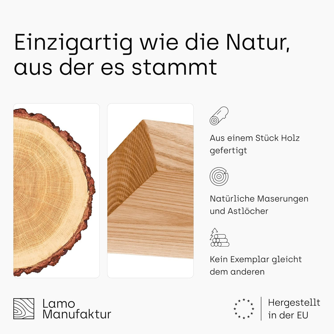 LAMO Manufaktur Wandregal Holz Gerade | Regal Farbe: Schwarz | Invisible: Schweberegal | 60 cm Invis