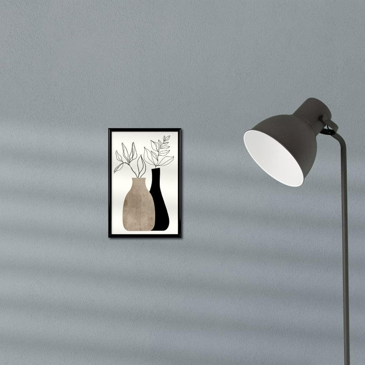 artboxONE Poster mit schwarzem Rahmen 45x30 cm Floral Gris En Gris - Bild vase abstrakt Blumen 45x30