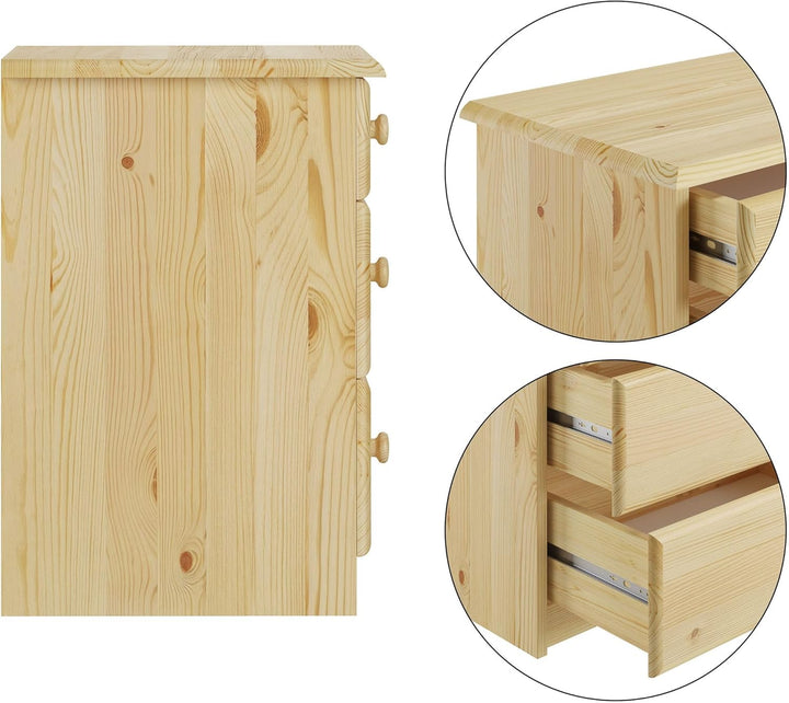 Erst-Holz 90.20-K4 Nachtkonsole für erhöhte Seniorenbetten mit 3 Schubläden