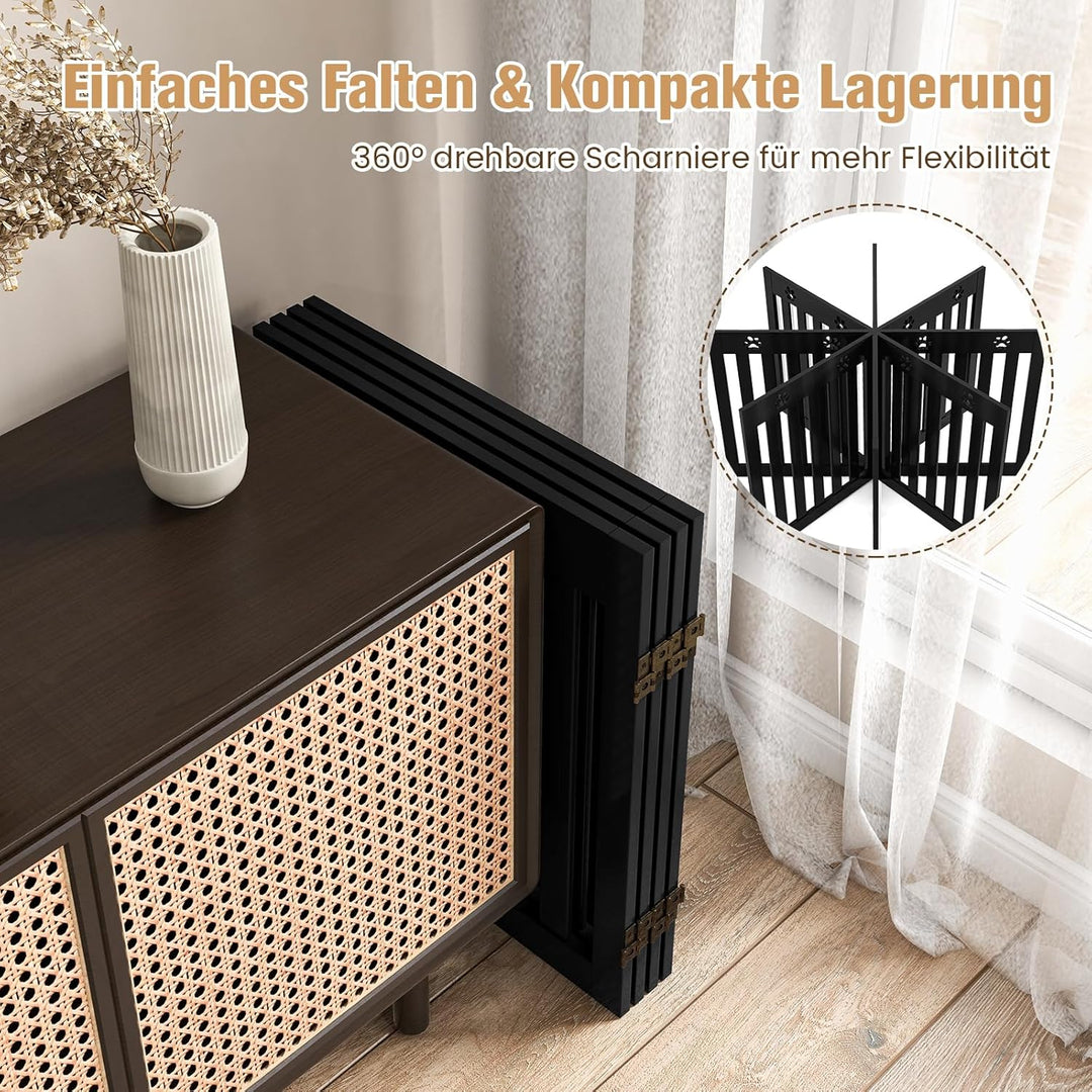 COSTWAY Absperrgitter Hunde, Schutzgitter Holz, Kindergitter klappbar, Treppengitter 60cm Hoch, Hund