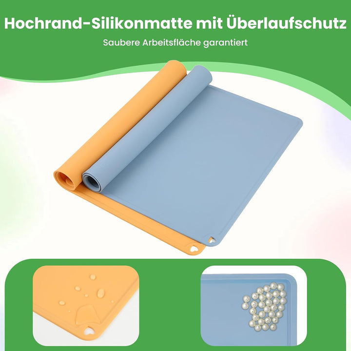 GEEKHOM 2 Stück Malunterlage für Kinder 60x40cm - A2 Silikon Bastelunterlage Gross Silikonmatte für