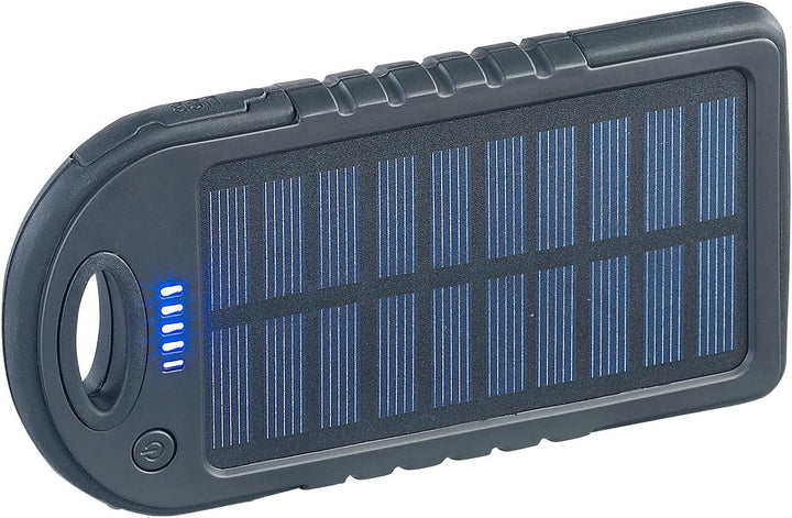 revolt Solarbank für Handy: Solar-Powerbank mit 4.000 mAh &amp; Taschenlampe, 2X USB, bis 2 A, 10 Watt (