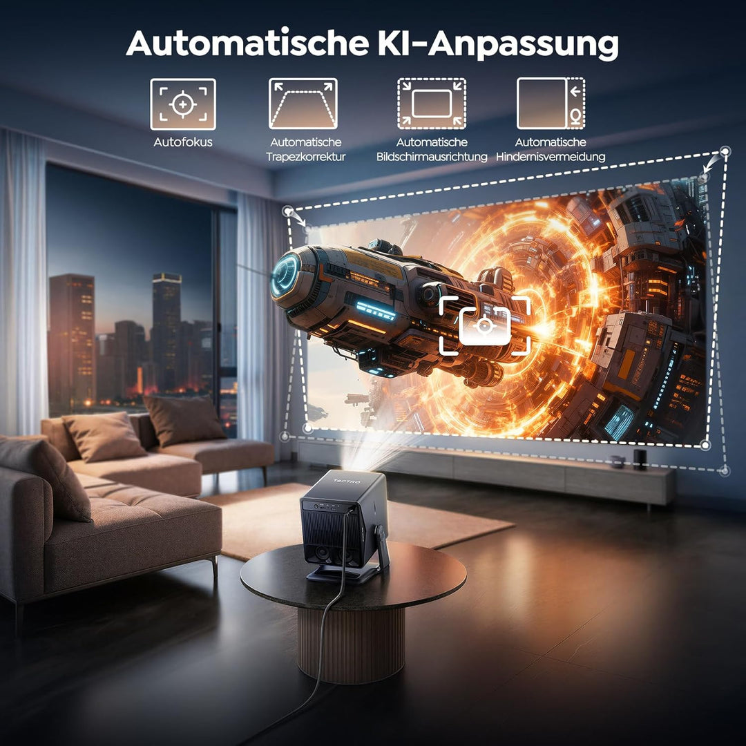 Beamer 4K [Schnellste VIDAA OS] Kompatibel mit Netflix &amp; Dolby Audio, 1400ANSI 1080P Smart Beamer He